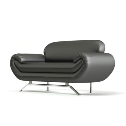Black Leather Modern Sofa 3D Model